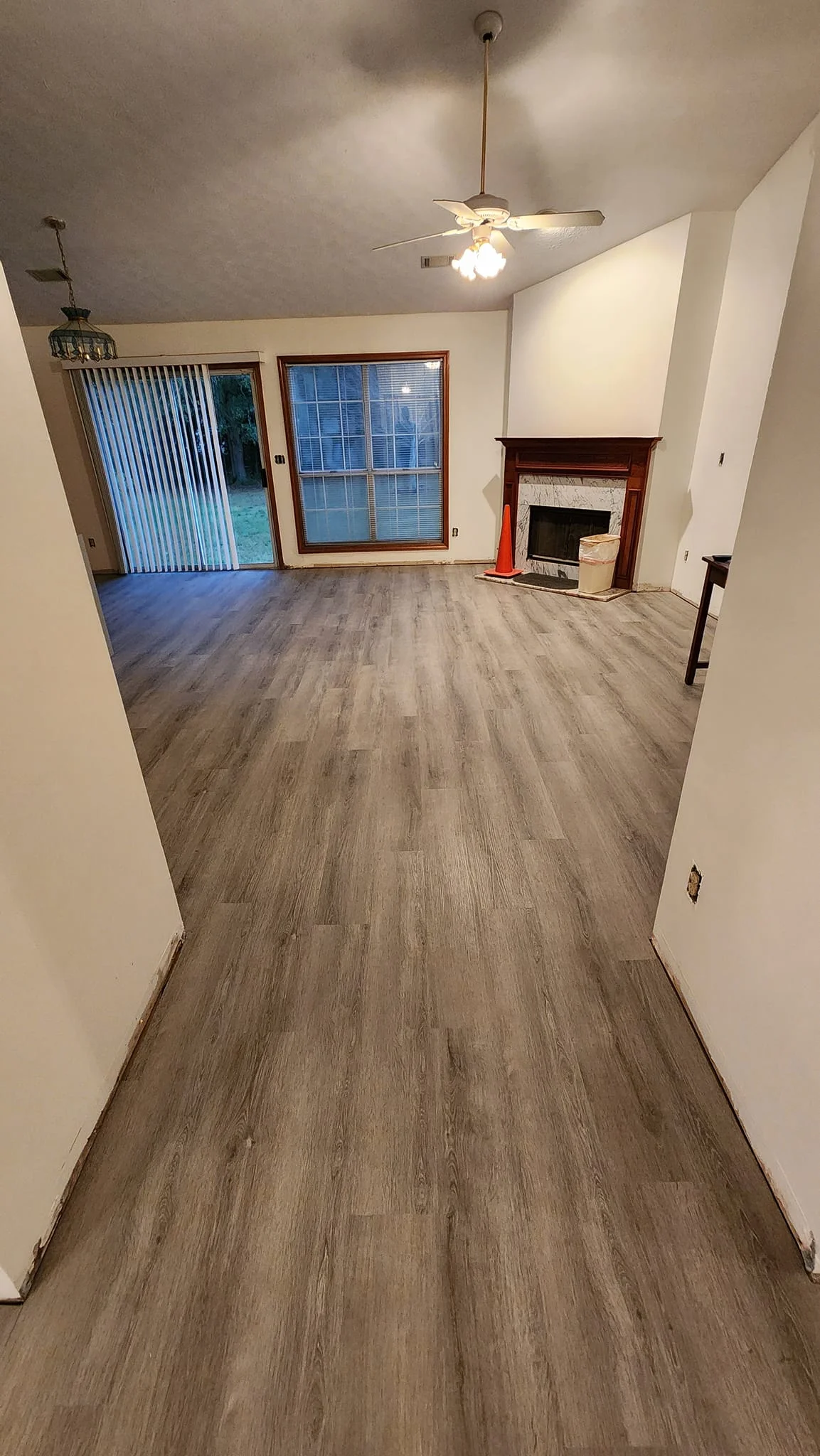 Wood-look LVP flooring in an open concept great room